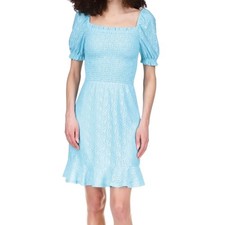 NWT MICHAEL KORS Aqua Smocked Eyelet Peasant Dress – Women’s XL