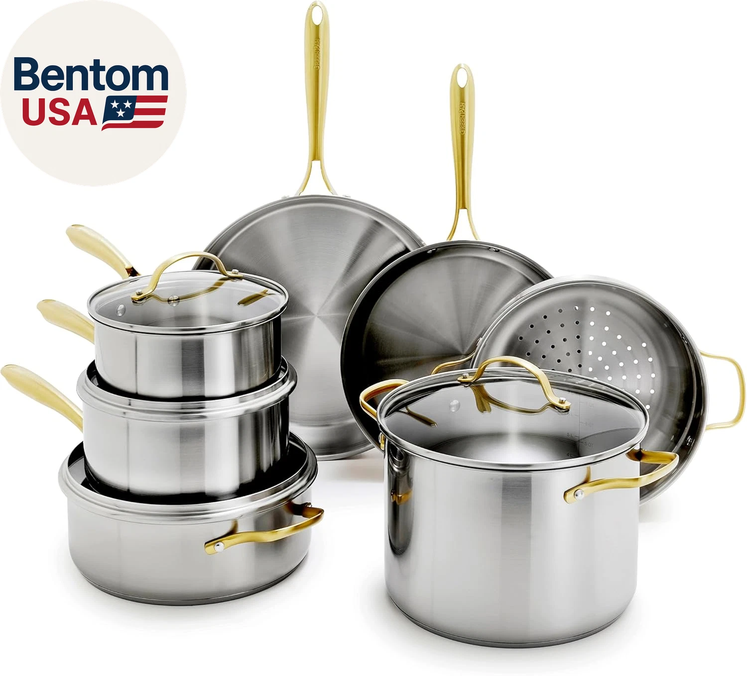 Stainless Steel Cookware Set, 11 Piece, Induction Cookware, Dishwasher Safe, Ove