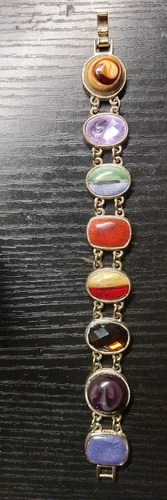 Vintage Costume Fashion Jewelry Egyptian Rival Gold Tone Bracelet Signed LC