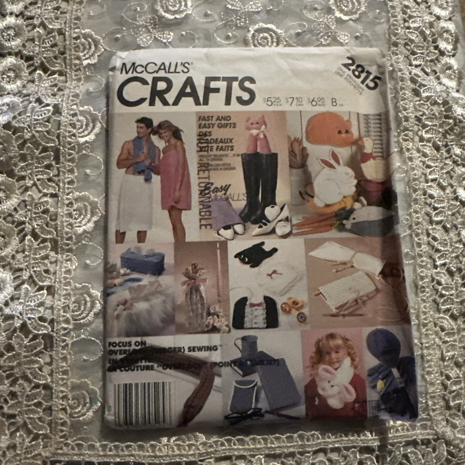 McCall's Crafts 2815 Easy Gifts Potholder Shoe Bag Towel Wrap Pattern 1986 Uncut