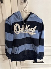 Boys Osh Kosh B  gosh Size 5T Full Zip Up Hoodie Light Blue With Navy Blue