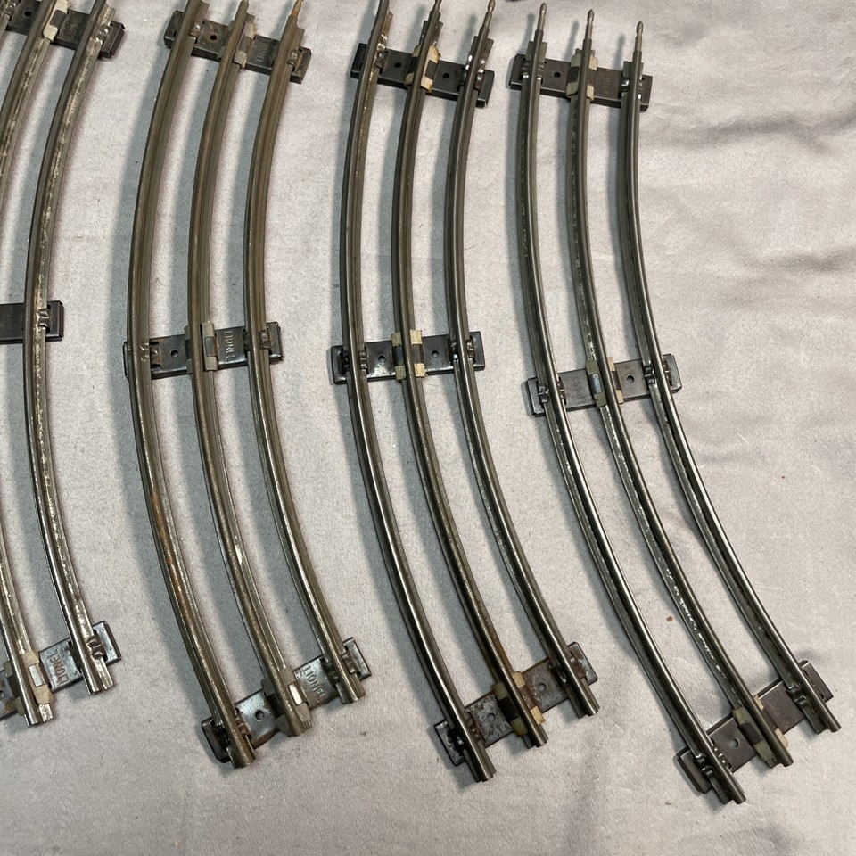 Vintage Lionel O27 Gauge Train Curved Track 8 Pcs Black Tie 3 Rails 9.5 ...