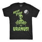 Mens Funny T Shirts Next Stop Uranus Sarcastic Alien UFO Graphic Novelty Tee for