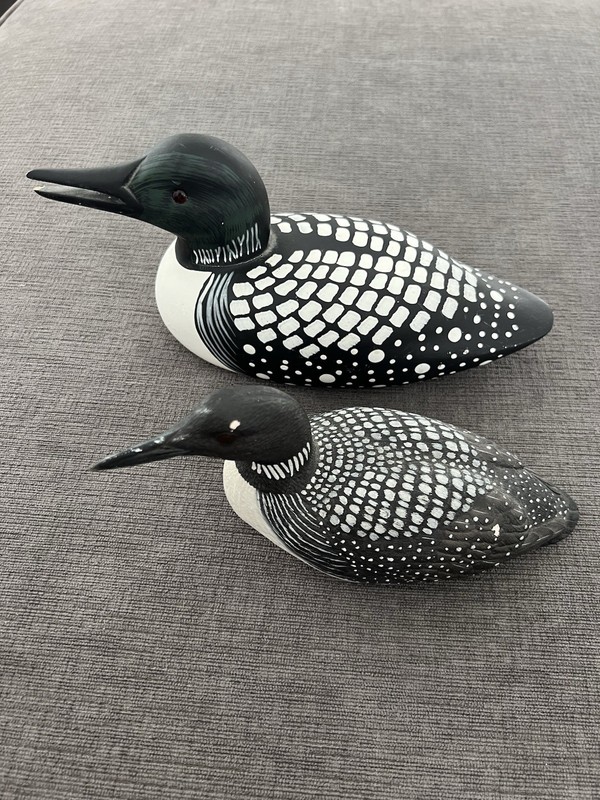 Beautiful Decorative Loon Decoy Figurines, Hand-carved, Hand Painted, Signed