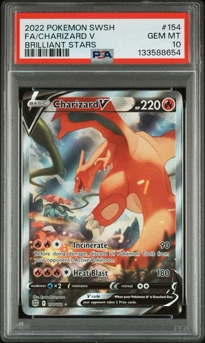 2022 Pokemon SWSH Brilliant Stars #154 FA/Charizard V PSA 10 GEM 2022