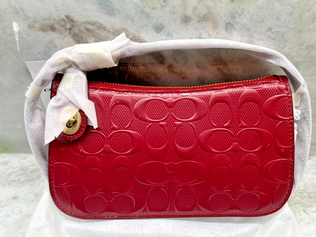 RARE! COACH Penn Signature Patent Leather Shoulder Bag B4/Enamel