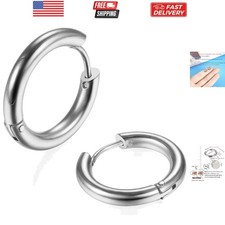 316L Surgical Stainless Steel Huggie Hoop Earrings 6mm 8mm 10mm 11mm 12mm 14m...