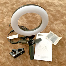 Compact Selfie LED Ring Light with Clip on Stand For Video Recording. New in Box
