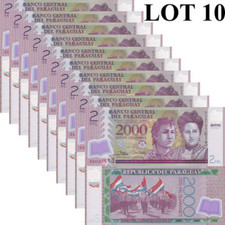 Paraguay 2000 Guaraníes 2017 P 228 Polímero UNC 1/10 Paquete Lote 10 piezas