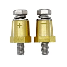 M8 Thread Brass Battery Terminal Charging Posts, Battery Post Adapter +/- wit...