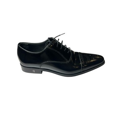 Versace Collection 41 / 9 patent leather oxford shoe dress black lace up luxury 
