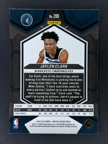 2023-24 Panini Mosaic - #208 Jaylen Clark RC - Picture 2 of 3