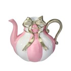 Regency Bow Pink Striped Teapot Taper Candle Holder MT26650