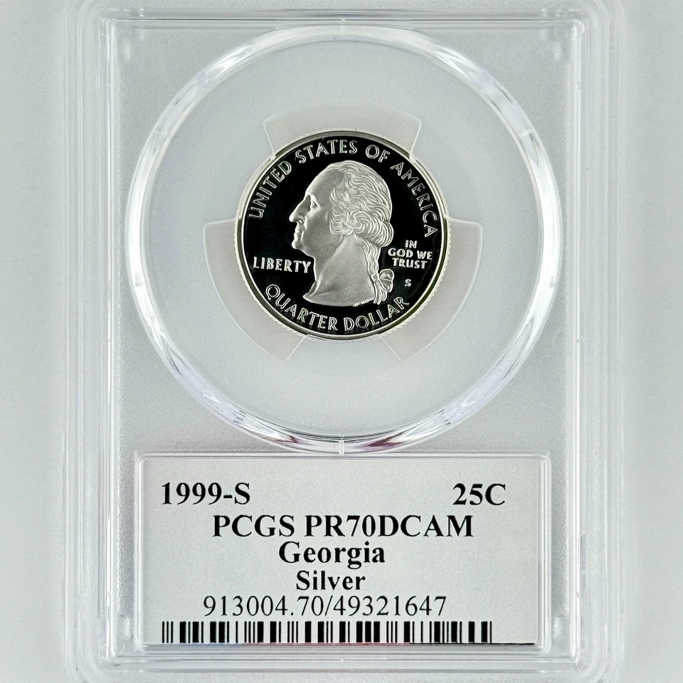 Georgia Silver Quarter PR 70 DCAM PCGS 1999 Best Top Grade 25c GA State Flag - Image 4 of 4