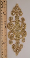 8 "Gold Rhinestone Beaded Applique Trim for Wedding Dress Sash Belt Bridal Gown