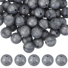 60 Pcs Silicone Beads, 15mm Bulk Beads for Keychain Making, Silver