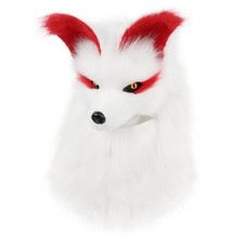 Wolf Mask with Faux Plush Furry Wolf Mask Costume Soft Shaggy for Cosplayers,