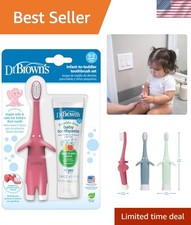 Dr. Brown's Infant-to-Toddler Toothbrush Set with Fluoride-Free Toothpaste, Pink