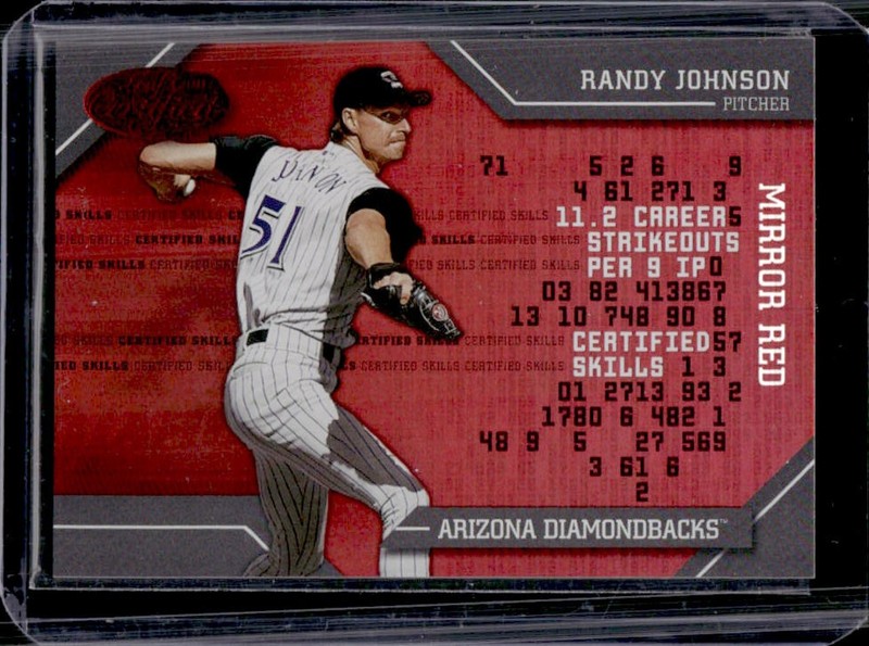 2002 Leaf Certified Randy Johnson Skills Mirror Red #/150 Diamondbacks