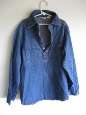 Vintage 60s/80s Levi's Orange Tab Denim Pullover Shirt Youth Blue 100 Cotton S