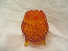 Vintage Fenton Amberina Hobnail 3 Footed Egg Vase