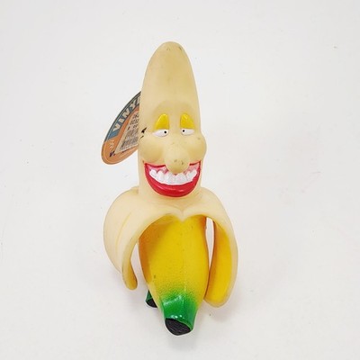 Vtg EuroPet Euro Pet Style Fruit Squeak Squeaky Toy Banana Sofubi Vinyl Figure