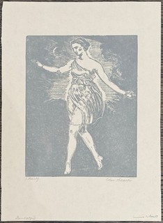 Edmund Schaefer woodcut on Japanvelin autographed