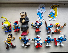 Smurfs Vintage Figure Lot w/ Gargamel, Smurfette, Stickers - Age 17 .