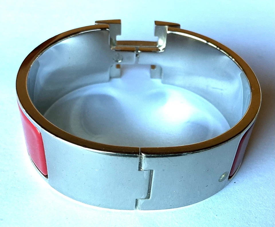 Pulseira HERMES PM tamanho esmalte vermelho paládio clic Clac H - Imagem 4 de 4