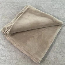 Berkshire Tan  Plus Plush Polyester Blanket. A Touch Different. 90” X 89”