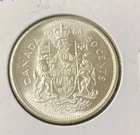 1964 Uncirculated Canada 50 Cents Half Dollar 0.8000 Silver ASW 0.3 Oz Free Ship