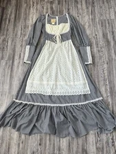 Vintage GUNNE SAX Prairie Renaissance Lace Boho Dress Gingham Size 11