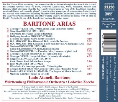 Baritone Arias by Verdi Rossini Mozart Donize [Audio CD]