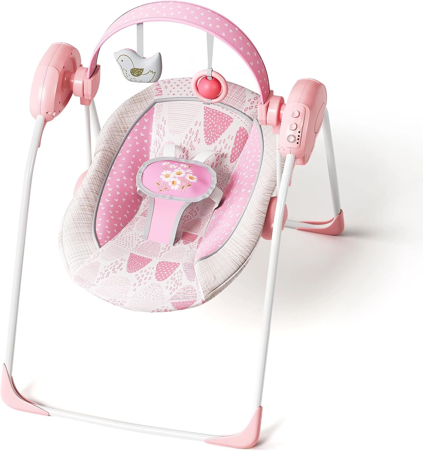 Pink Electric Baby Swing with 5 Speeds, 6 Songs & Timer - Portable Design