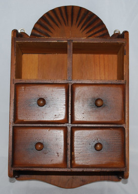 Wall Mounted Apothecary Cabinet Spice Rack Organizer With Four Drawers.