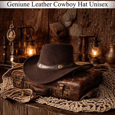 100% Echt Leder Cowboyhut Herren Braun Westernhut Vintage Cowboyhut Damen