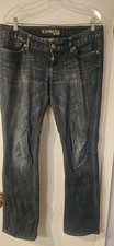 Express Jeans Dark Wash Bootcut Denim Pants Womens Size 10 Whiskered EUC