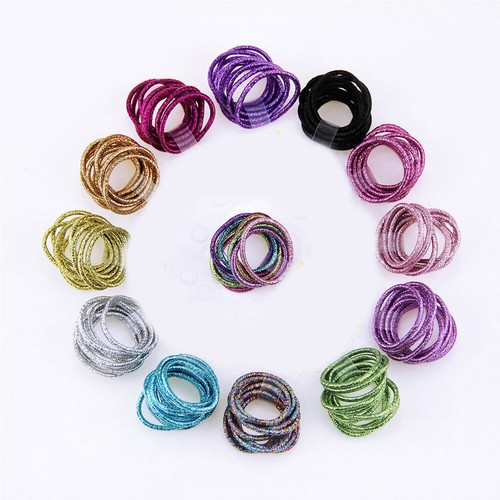 10pcs Glitter Shiny Kids Girl Elastic Hair Band Rubber Band Tie Ponytail Hold ❥ - Picture 2 of 21