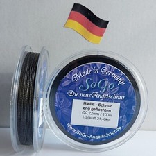 Angelschnur geflochten/ HMPE/ Grau/100m/250m/TK 10,2-28,5kg/ besonders günstig