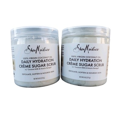 2x Shea Moisture Daily Hydration Creme Sugar Scrub Coconut Oil Set 8 oz NEW