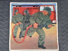 DDR Bild Gem&auml;lde Kunstdruck &ldquo;Feuerwehr&rdquo; Kindergarten Arzt GDR Vintage 60iger