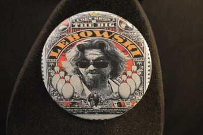 THE BIG LEBOWSKI BUTTON ''THE DUDE''  pin pinback 2 1/4'' badge NEW Big!  bowl film