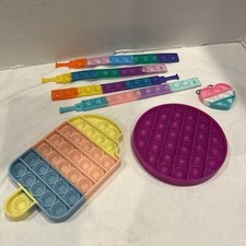 Pop It Fidget Squishy Stress Relief Sensory Toy Lot Of 7x Pieces Pop Bracelets 