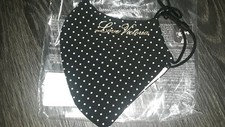 NEW Victoria Secret REUSABLE Washable Face MAsk Black polka with gold Logo
