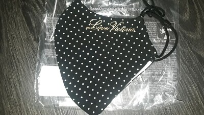 NEW Victoria Secret REUSABLE & Washable  Face MAsk Black polka with gold  Logo