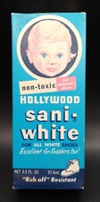 VINTAGE HOLLYWOOD SANI-WHITE SHOE POLISH CLEANER Box, Bottle  Sponge New York