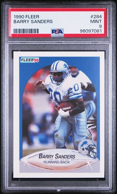 1990 Fleer Football #284 BARRY SANDERS PSA 9 MINT
