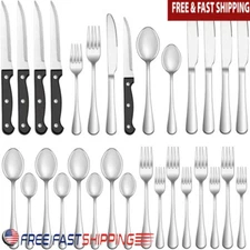 24 Pcs Stainless Steel Flatware Cutlery Utensils Dining Tableware 4 Set Silver