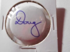 1-1/4" Doug unknown office and location cello pinback button