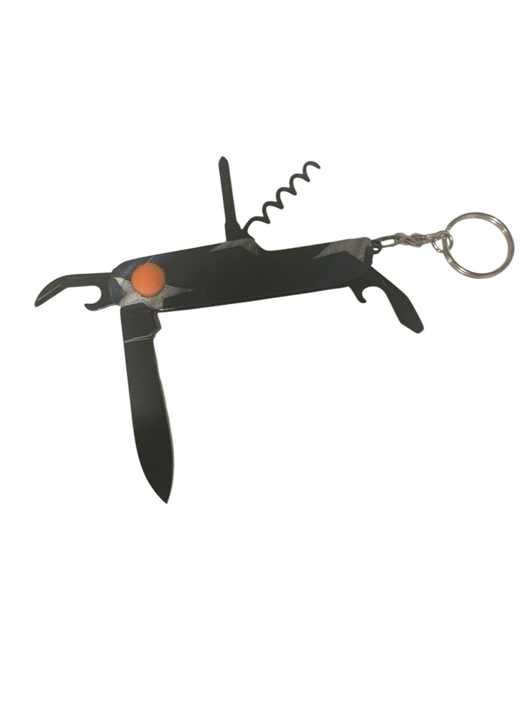 Multi Tool Pocket Knife with Bottle Opener & Bamboo Key Chain Combo